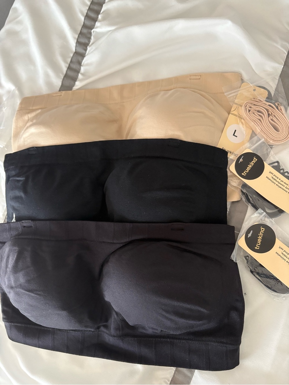 Shapermint Seamless Padded Bandeau Bra Size Large - 2 Black 1 Nude BRAND NEW